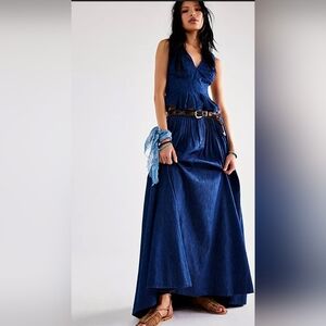 Free People Clean Coastal Denim Top Size 8